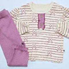 Chocukcha baby çizgili fiyonklu takım