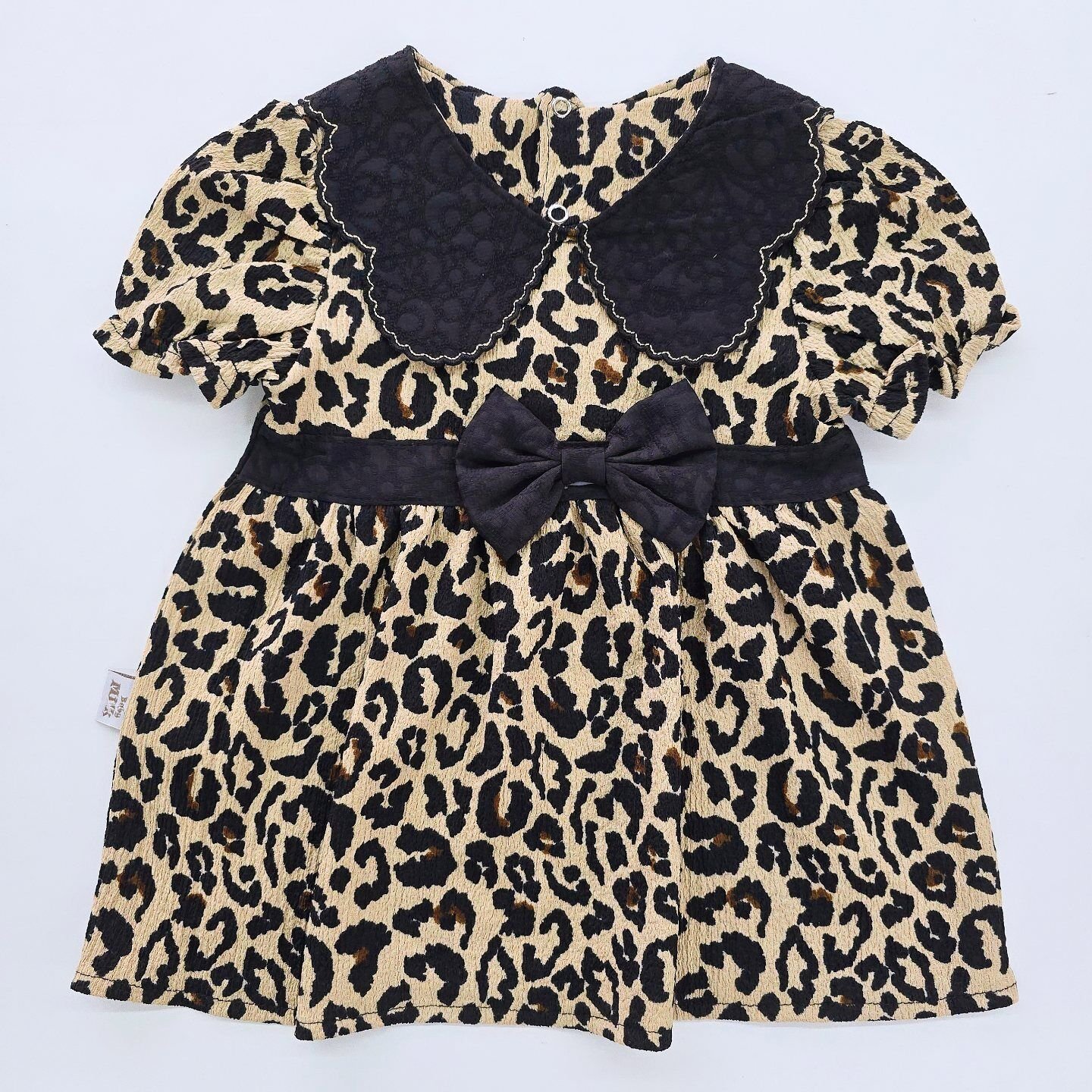 Baby milk leoparlı fiyonklu elbise