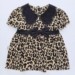 Baby milk leoparlı fiyonklu elbise