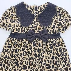 Baby milk leoparlı fiyonklu elbise