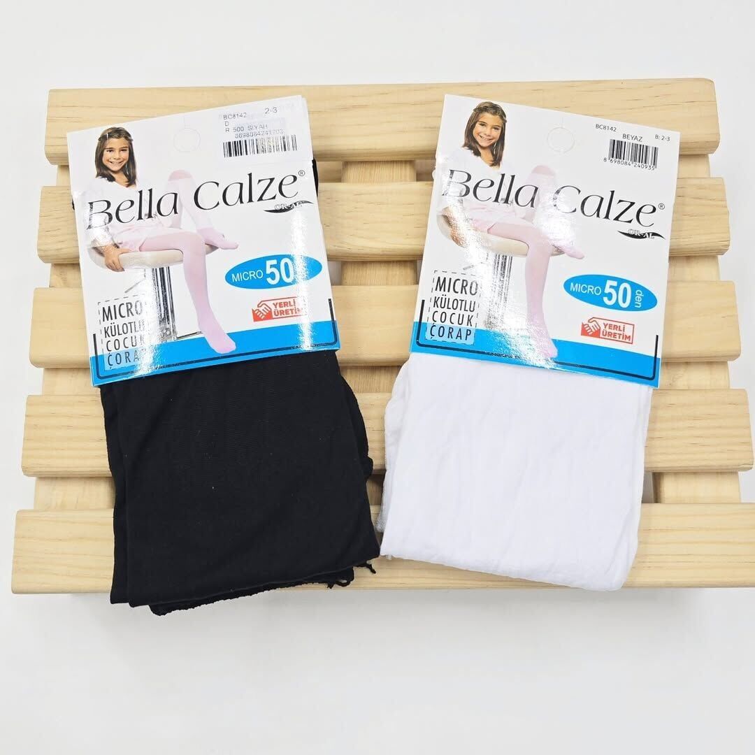 BELLA CALZE MİCRO 50 DEN KÜLOTLU ÇORAP 2-3-4-5-6-8-9-10-11-12 YAŞ 2-3 YAŞ - beyaz