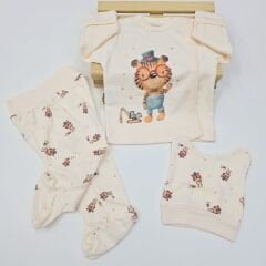 BABYCAN KENDİNDEN ELDİVENLİ 3LÜ TAKIM 0-3 AY