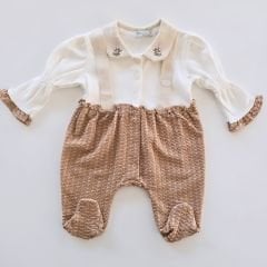 Nanon baby yakası kanaviçeli tulum