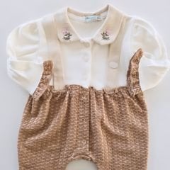 Nanon baby yakası kanaviçeli tulum