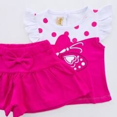 Deco baby kelebek nakışlı şortlu takım