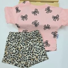 PEARLY Fiyonklu leoparlı penye takım