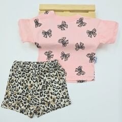 PEARLY Fiyonklu leoparlı penye takım