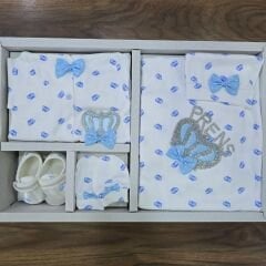 Kral taçlı 5'li hastane çıkış seti 0-3 ay