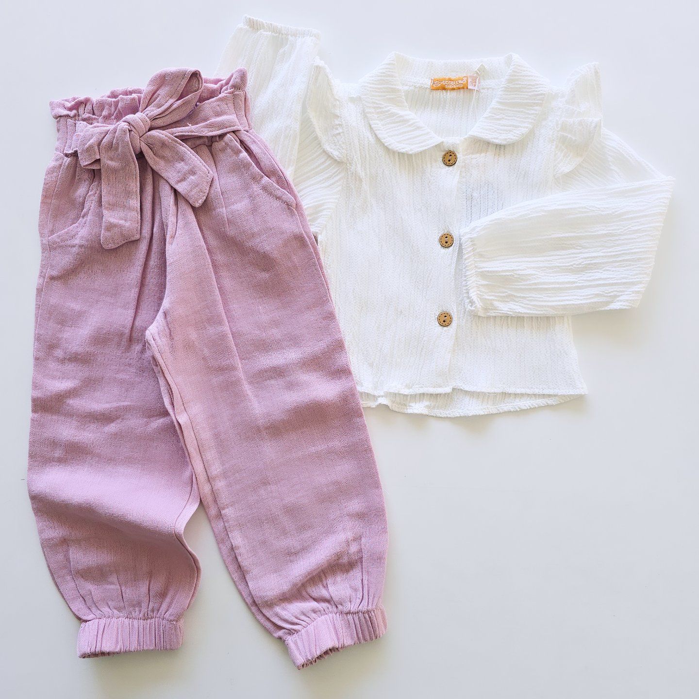 Lucellino kids müslin pantolonlu gömlekli takım