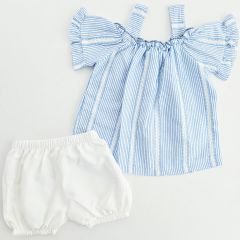 Carmin baby askılı çizgili takım