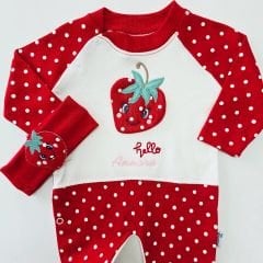 Annora baby çilekli bandanalı tulum