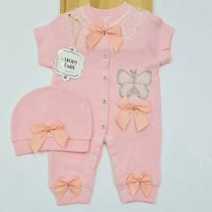 Amore baby taşlı tulum 0-3-6 ay somon