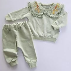 Zeo kids baby yakası dantelli takım