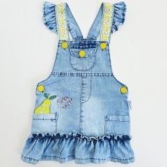 Cincır baby armut nakışlı kot jile elbise