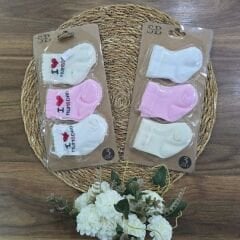 3'lü yenidoğan bebek çorap 0-6 ay