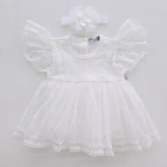 Miniborn dantelli çıtçıtlı badili bandanalı elbise