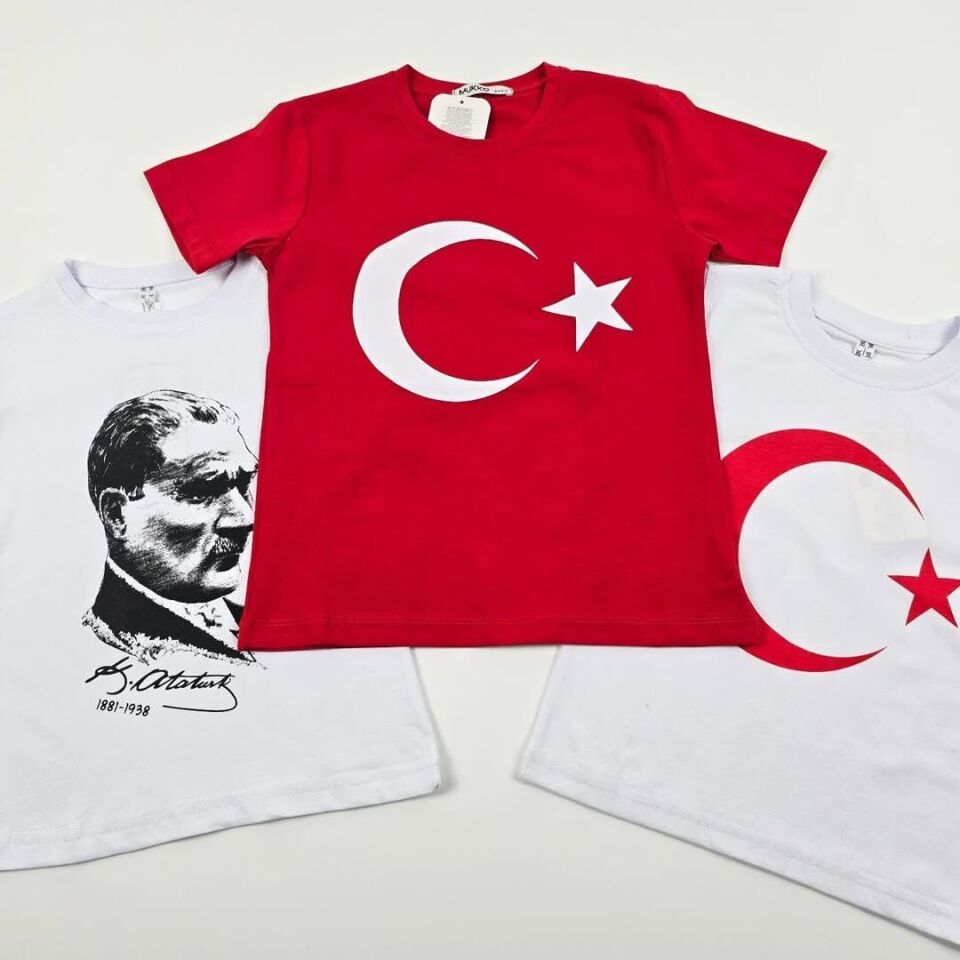 23 Nisan’a Özel Tişörtler 6 yaş (116 cm) - beyaz atatürk