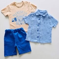 Brava kids müslin gömlekli badili takım