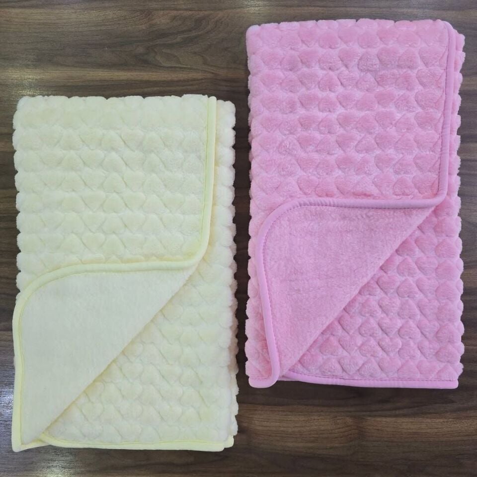 Juuta baby kabartmalı kışlık kalın peluş battaniye 100x120 cm pembe