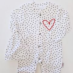 Murat baby puanlı kalp nakışlı tulum