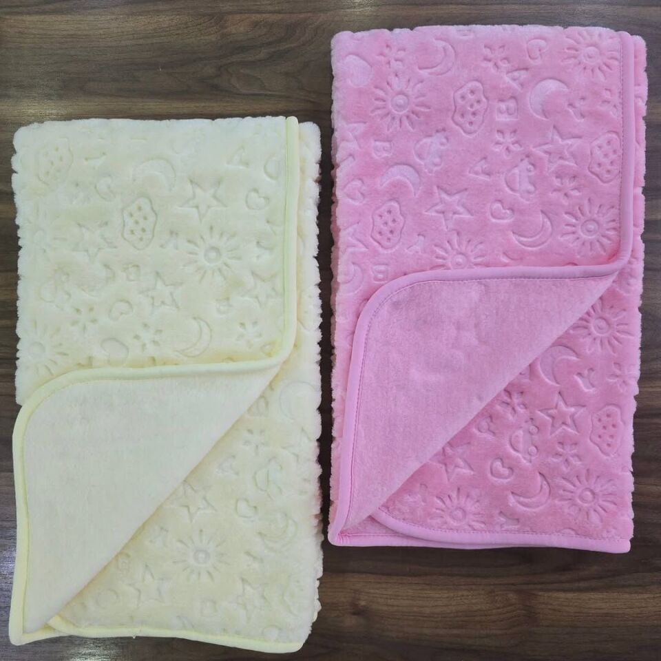 Juuta baby kabartmalı kışlık kalın peluş battaniye 100x120 cm pembe