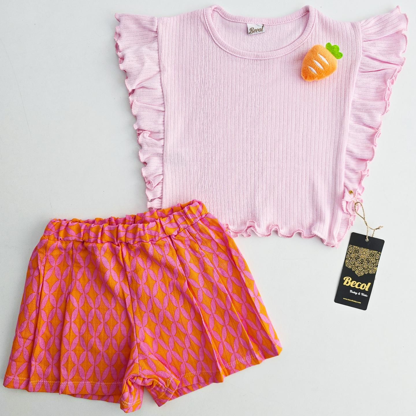 Becol kids yıldızlı havuçlu şortlu takım