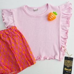 Becol kids yıldızlı havuçlu şortlu takım