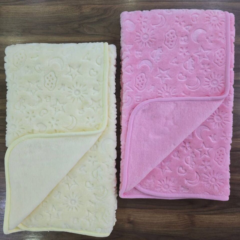 Juuta baby kabartmalı kışlık kalın peluş battaniye 100x120 cm sarı