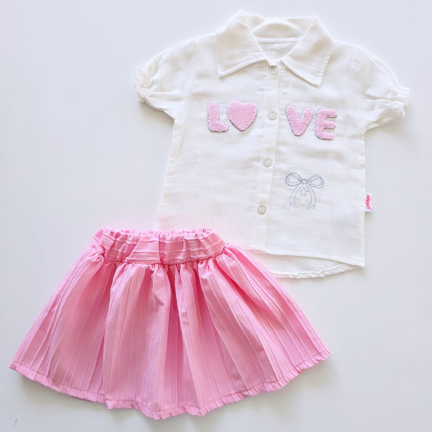 Güles baby love nakışlı gömlekli etekli takım