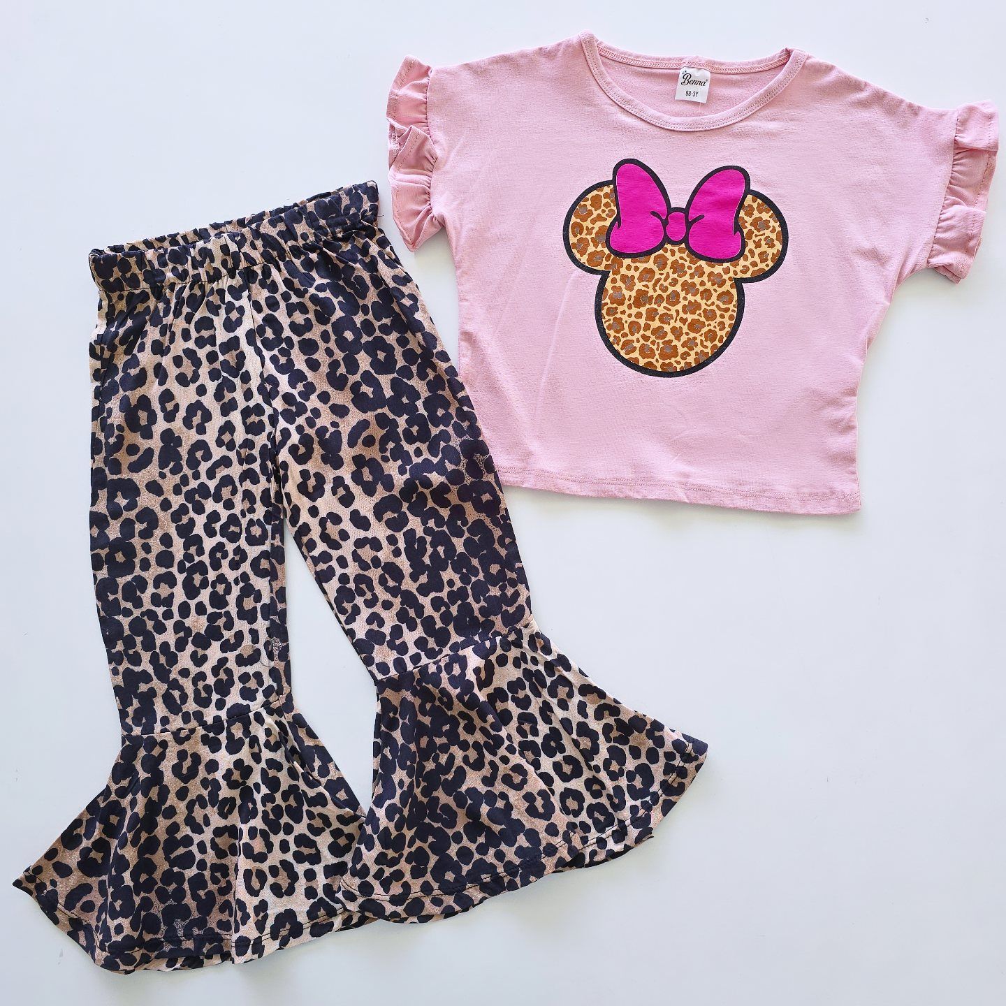 Benna kids leoparlı ispanyol paçalı takım