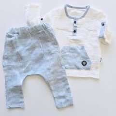 Murat baby cep çizgili müslin takım