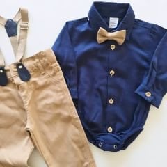 Mini ikizler kids gömlekli askılı papyonlu takım