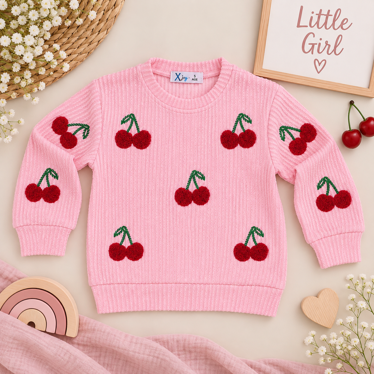 Süzene kirazlı kışlık sweat 4-5-6-7-8 yaş