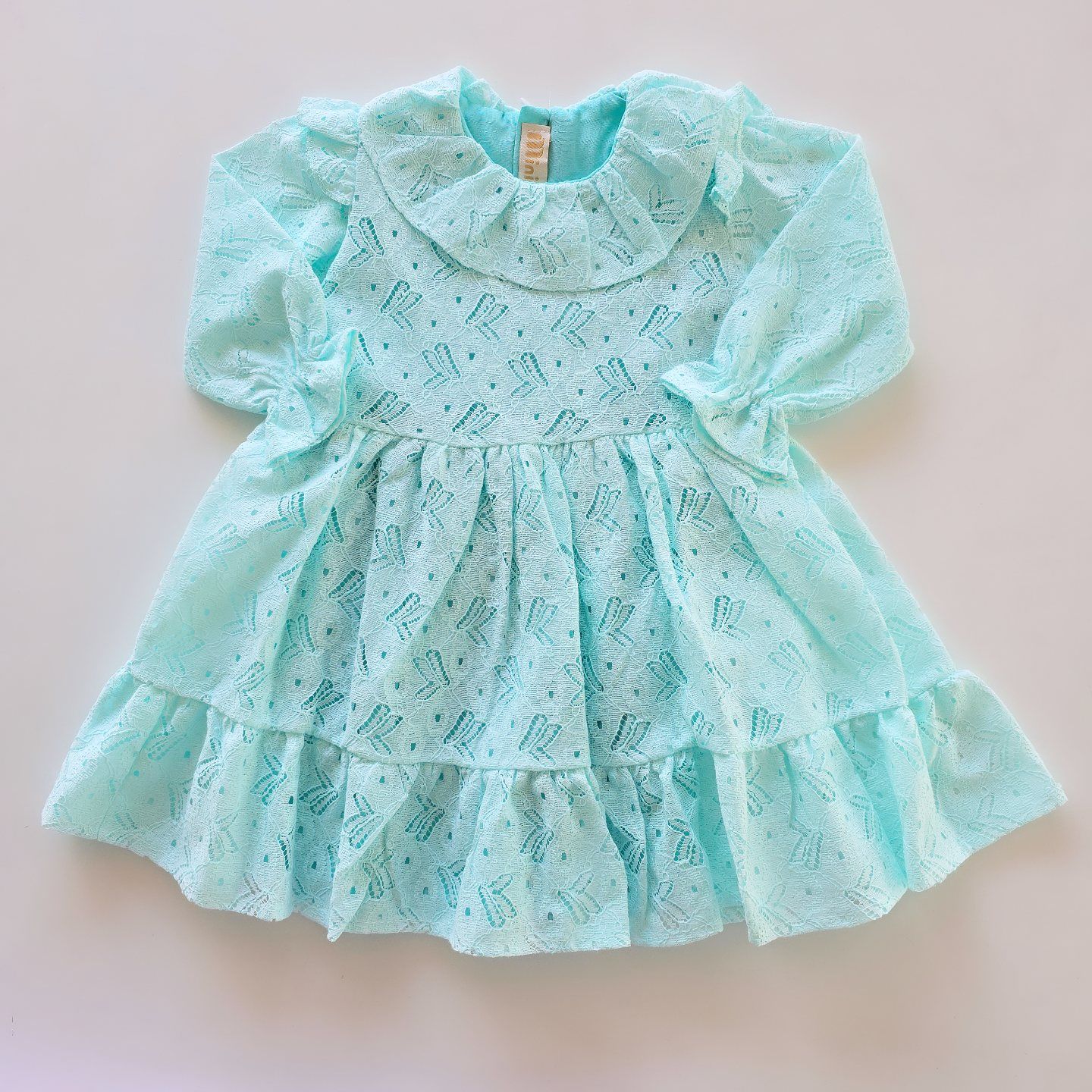Mininaf kids dantelli elbise yeşil