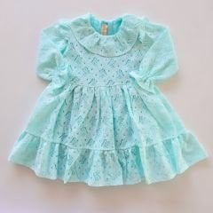 Mininaf kids dantelli elbise yeşil