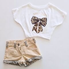 Nellino kids leoparlı şortlu takım