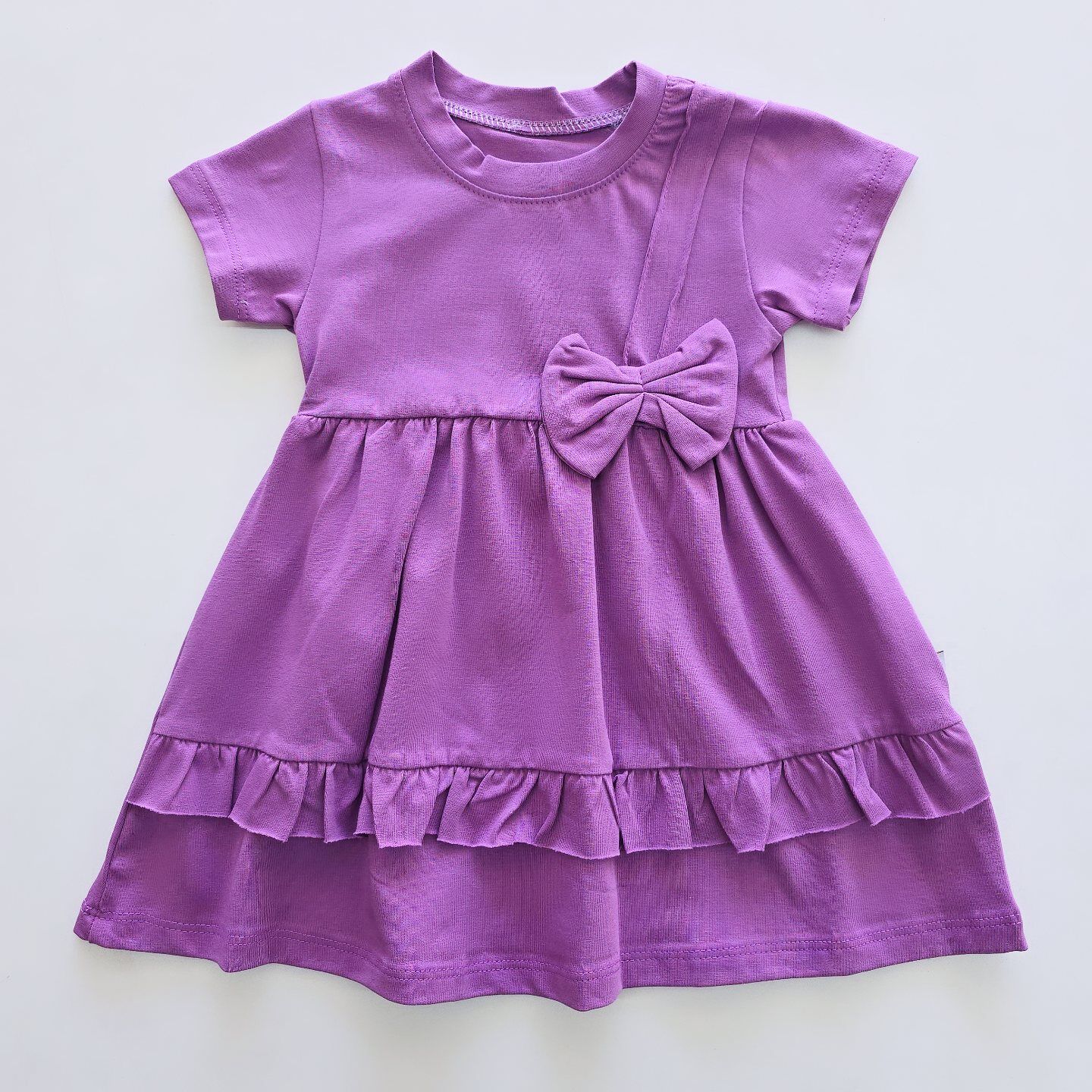Tanış kids fiyonklu fırfırlı elbise