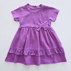 Tanış kids fiyonklu fırfırlı elbise