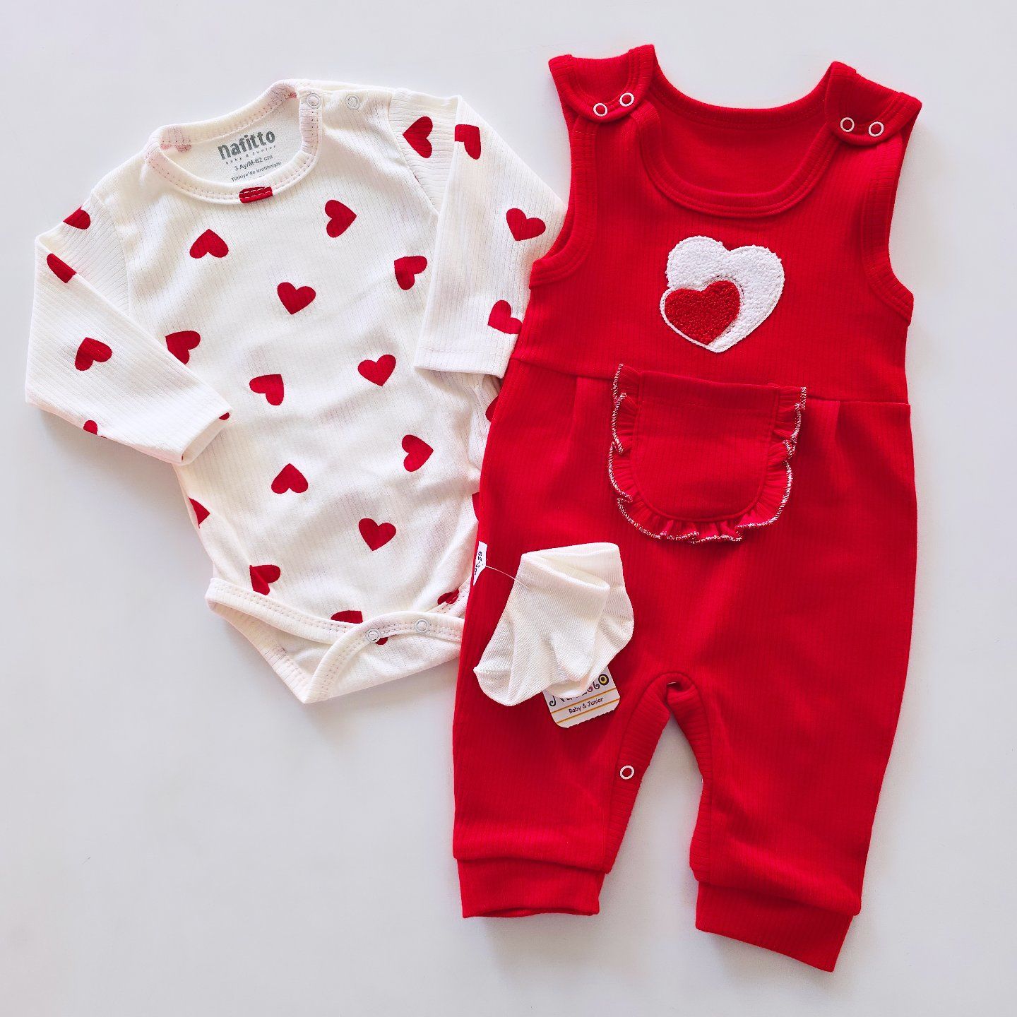 Nafitto baby fittili badili çoraplı kalp nakışlı slopet