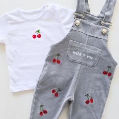 Baby buu badili kiraz nakışlı yumuşak dokulu kot slopet