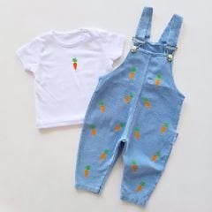 Baby buu badili havuç nakışlı yumuşak dokulu kot slopet