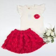 Deco Kabartmalı Güllü Etekli Takım