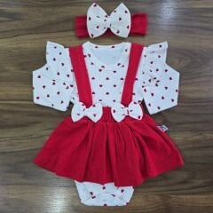 Kolu fırfır detaylı çıtçıtlı badili bandanalı askılı fitilli elbise