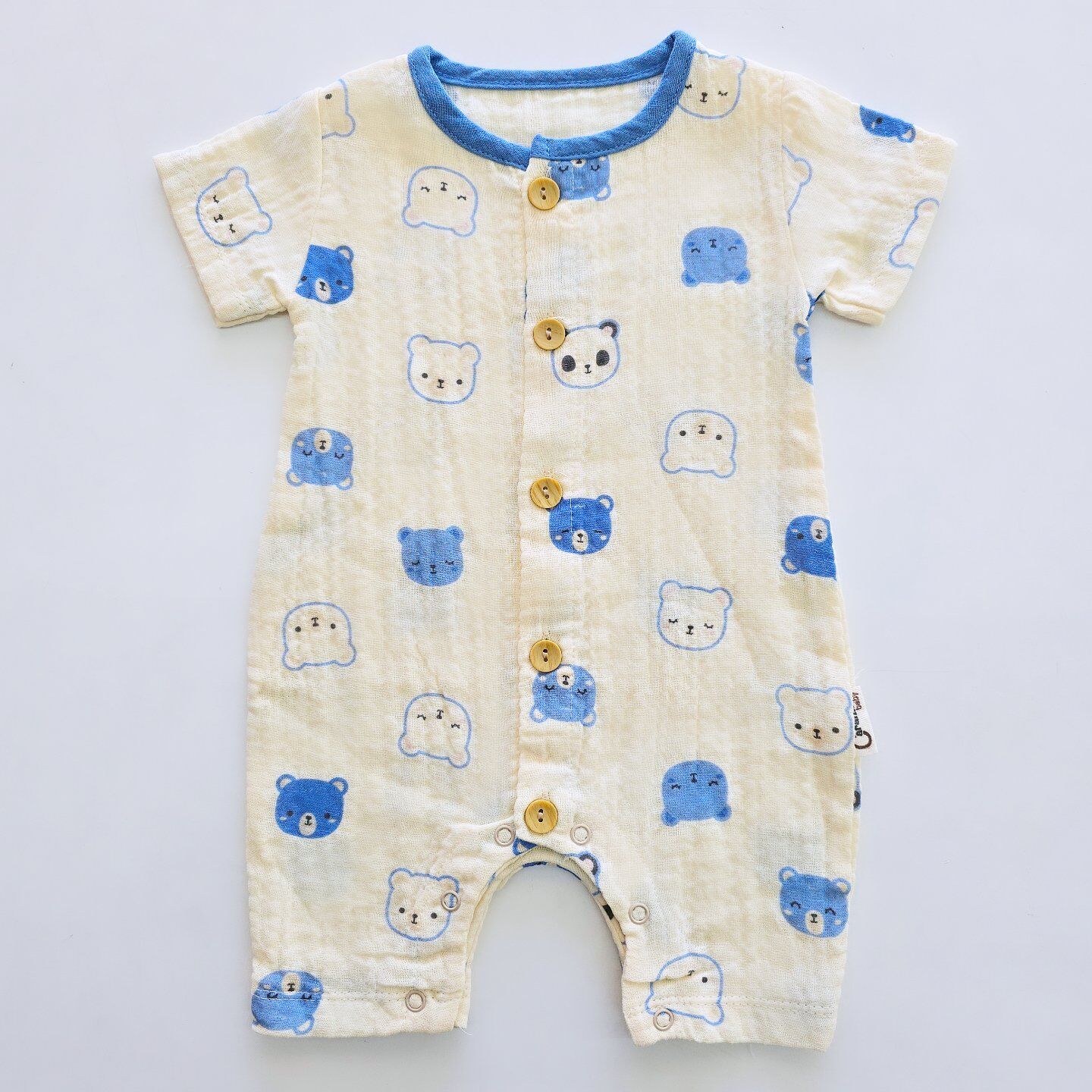 Caramio baby ayıcıklı düğmeli müslin tulum
