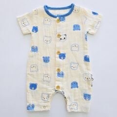 Caramio baby ayıcıklı düğmeli müslin tulum