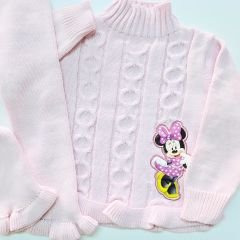 Yesda kids dik yakalı minnieli triko takım pembe