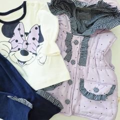 Boncuk baby minnieli fırfırlı şişme yelekli takım