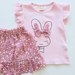 Deco kids tavşanlı fitilli badili etekli takım