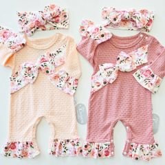 Minicayzen baby çiçekli büyük fiyonklu tulum
