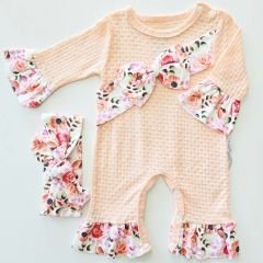 Minicayzen baby çiçekli büyük fiyonklu tulum